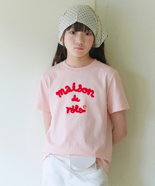 KIDS MAISON DE ROLA EMBROIDERY T-SHIRT PINK