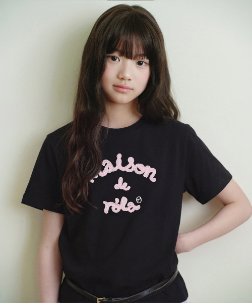 KIDS MAISON DE ROLA EMBROIDERY T-SHIRT BLACK