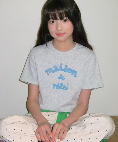 KIDS MAISON DE ROLA EMBROIDERY T-SHIRT M/GRAY