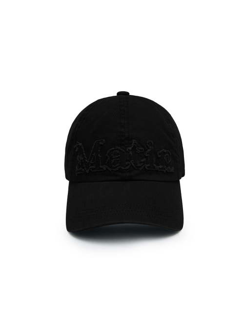 ROUGH CUT APPLIQUE BALL CAP IN BLACK
