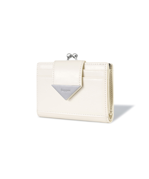 CRINKLE TRIANGLE FRAME BRIDGE WALLET - VANILLA