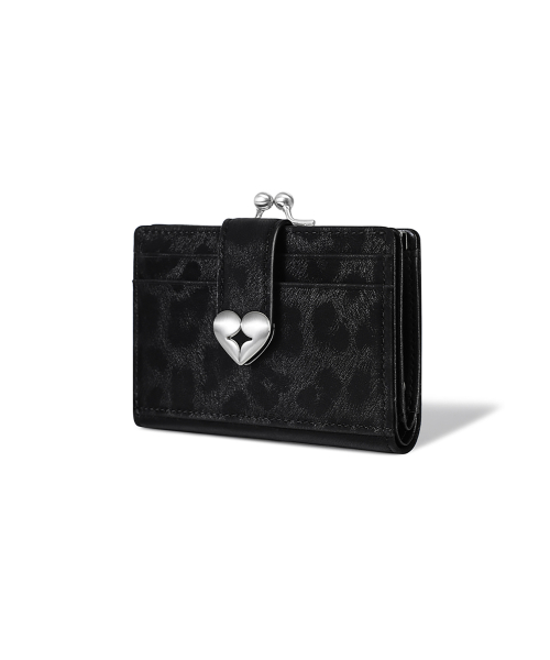 HEARTY FRAME BRIDGE WALLET - LEOPARD BLACK