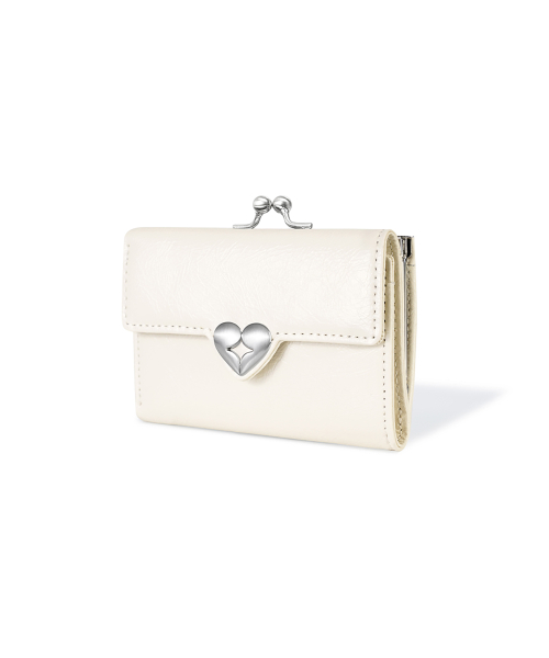 CRINKLE HEARTY FRAME WALLET - VANILLA