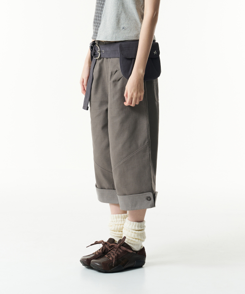 TCM folding button pants (brown)