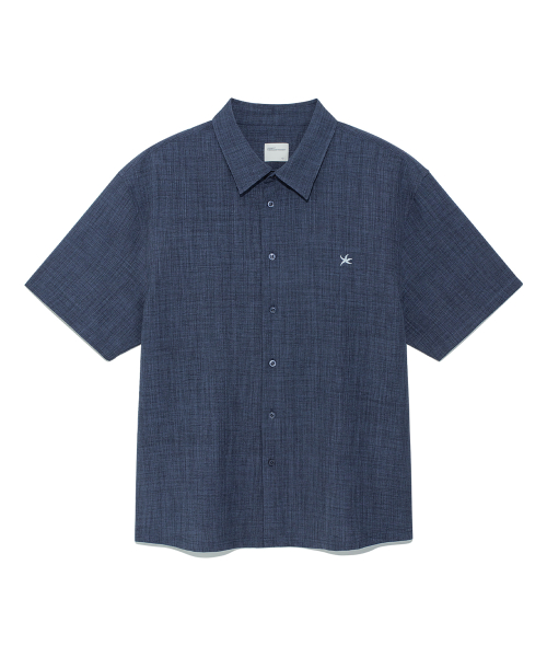 TCM mini logo textured half shirt (navy)
