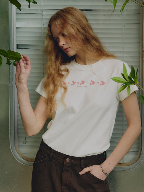Bird Graphic Short Sleeved Slim T-Shirt MU2633TS202M