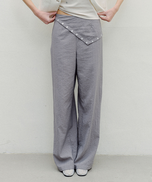 SCARF LAYERED PANTS - GREY