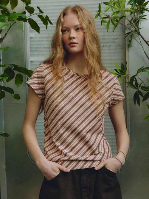 Muel Stripe Cropped T-Shirt MU2633TS307M