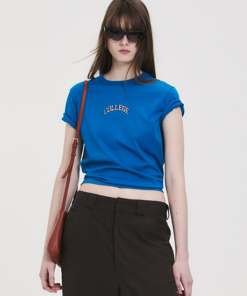 COLLEGE CROPPED T-SHIRT BLUE