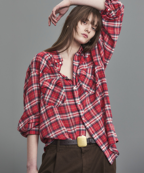 SOFT SHEER CHECK SHIRT RED