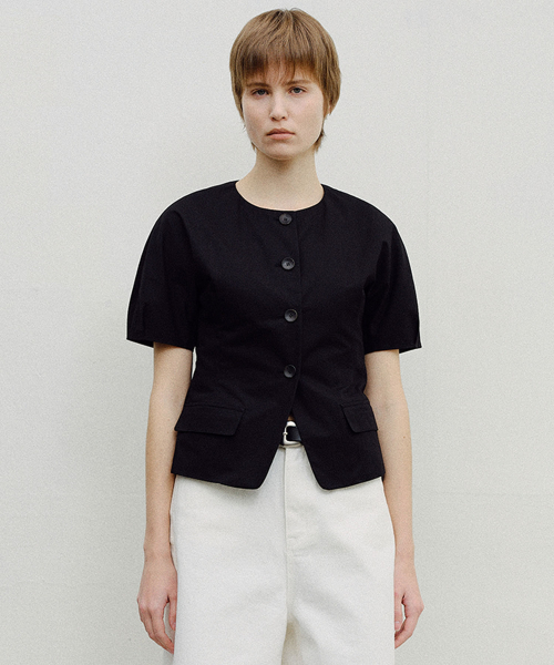 PUFF SLEEVE BLOUSE JACKET - BLACK