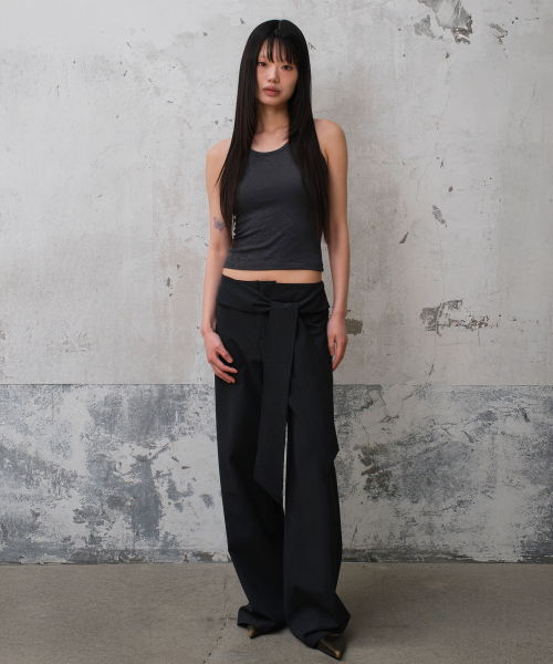WRAP WIDE TIE PANTS (CHARCOAL)