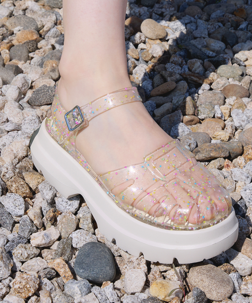 GLAIR PLATFORM FISHERMAN SANDALS - CLEAR STAR