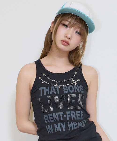 SY NECKLACE SONG SLEEVELESS TEE(BLACK)