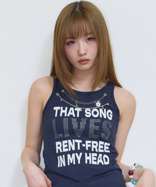 SY NECKLACE SONG SLEEVELESS TEE(NAVY)