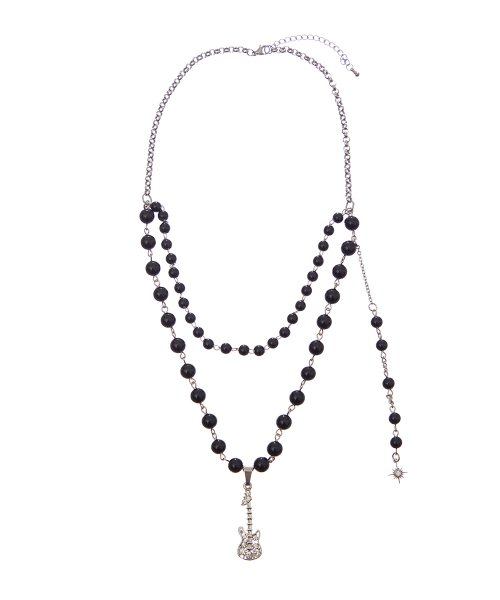 SY GUITAR LAYERED NECKLACE(BLACK)