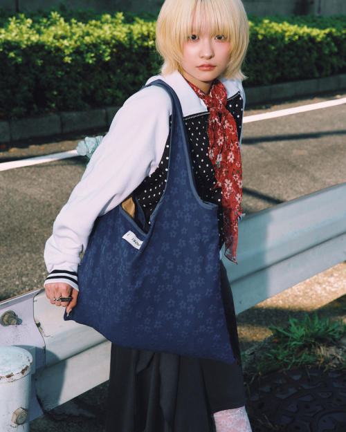 Floral Shopper Bag (NAVY)