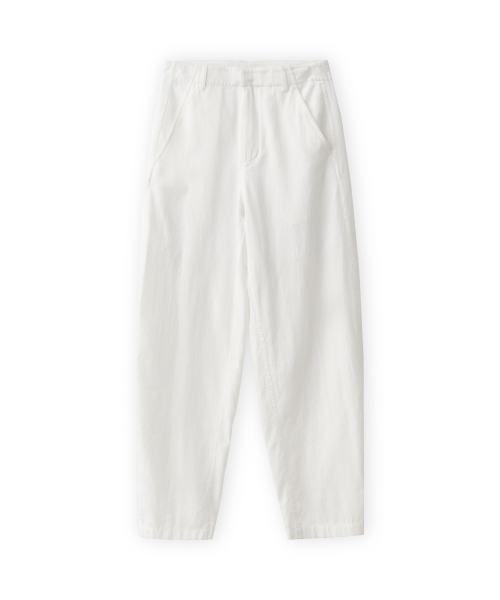 W Button Hem Pants, Ivory