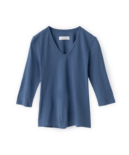W V Neck 3/4 Sleeve, Blue