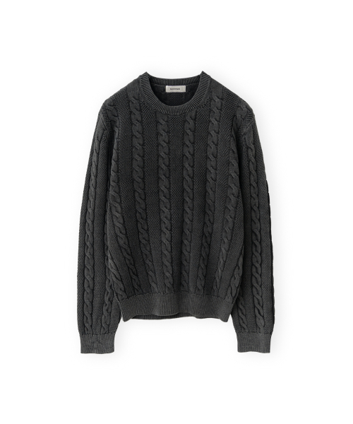 Washed Cable Knit, Black