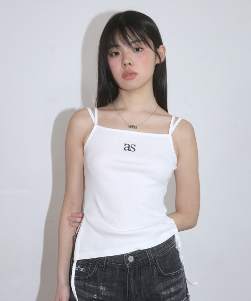 LAYER SHIRRING SLEEVELESS / WHITE