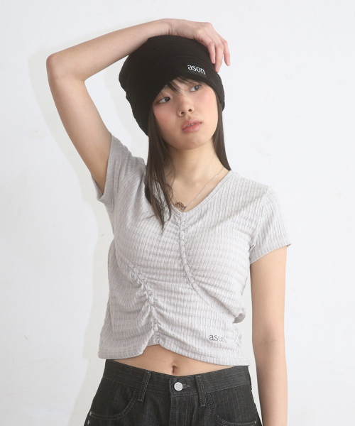 SOFT SHIRRING TEE / GRAY