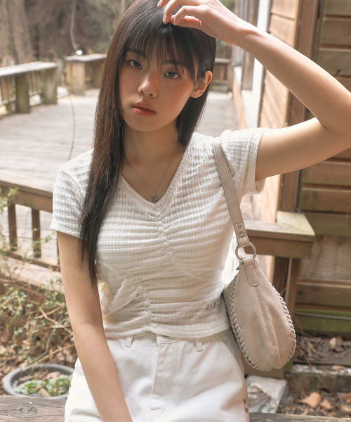 SOFT SHIRRING TEE / IVORY