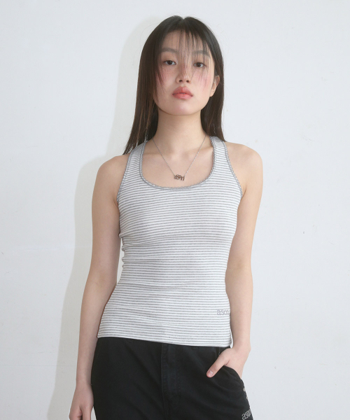 RIPPLE STRIPE SLEEVELESS / GRAY