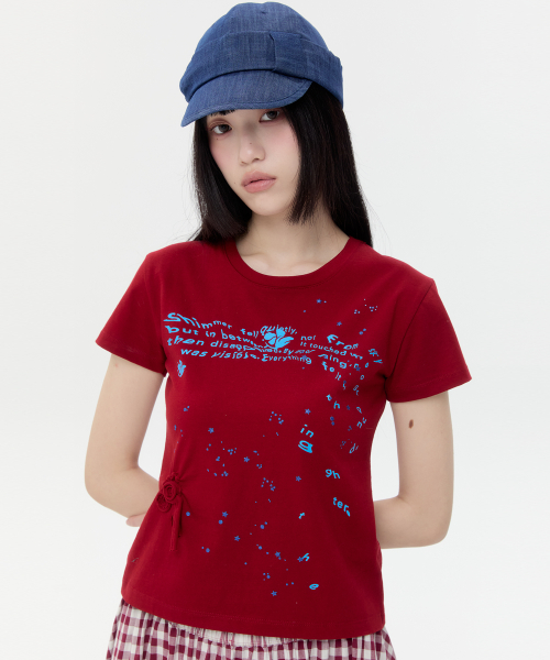 Glittered Spiral Ruched Top [Red]