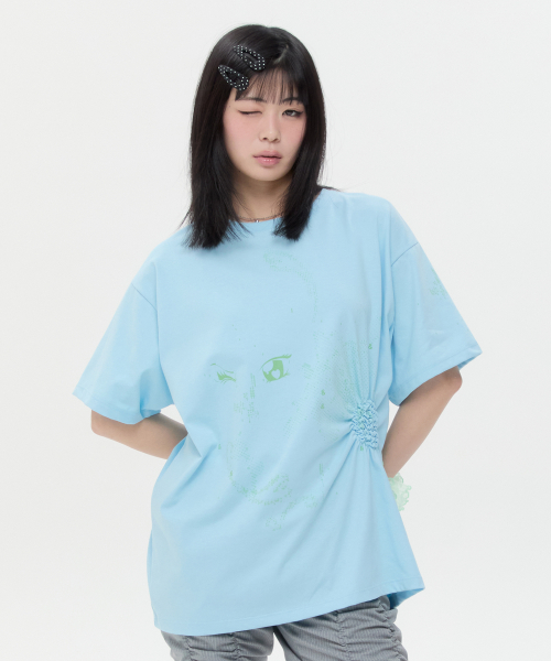 Scattered Ruched Top [Blue]