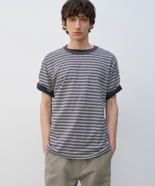 Stripe Pocket T-Shirt MELANGE GREY
