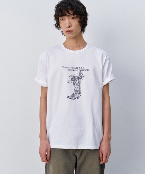 Western Boots Graphic T-Shirt WHITE
