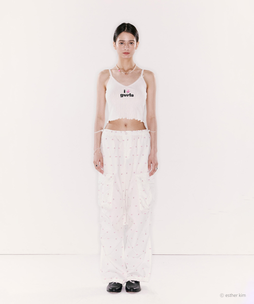 ESTHER BUNNY X AS IF CALIE BUNNY PARACHUTE CARGO PANTS WHITE