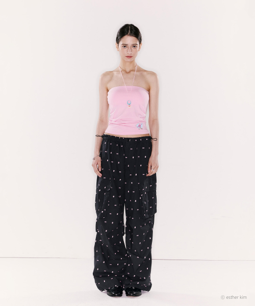 ESTHER BUNNY X AS IF CALIE BUNNY PARACHUTE CARGO PANTS BLACK