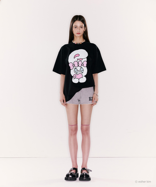 ESTHER BUNNY X AS IF CALIE BUNNY GRAPHIC OVERSIZED T-SHIRT BLACK