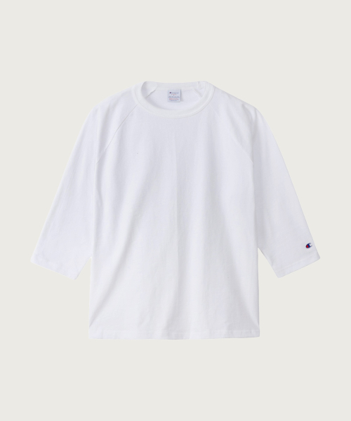 T1011 헤비웨이트 래글런 7부 슬리브 티셔츠 White (Made in USA)