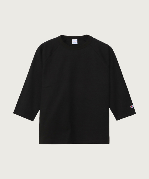 T1011 헤비웨이트 래글런 7부 슬리브 티셔츠 Black (Made in USA)