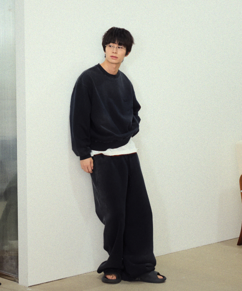 VTG WASHED STRAIGHT SWEAT PANTS / BLACK