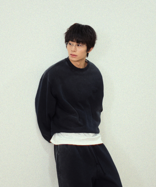 ME WASHED OVERLAY SWEATSHIRT / BLACK