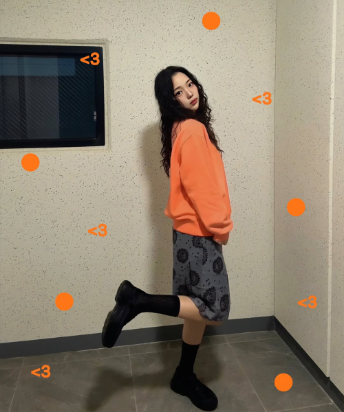 ME WASHED OVERLAY SWEATSHIRT / ORANGE