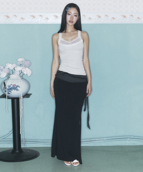 Ina Shirring Long Skirt (Black)