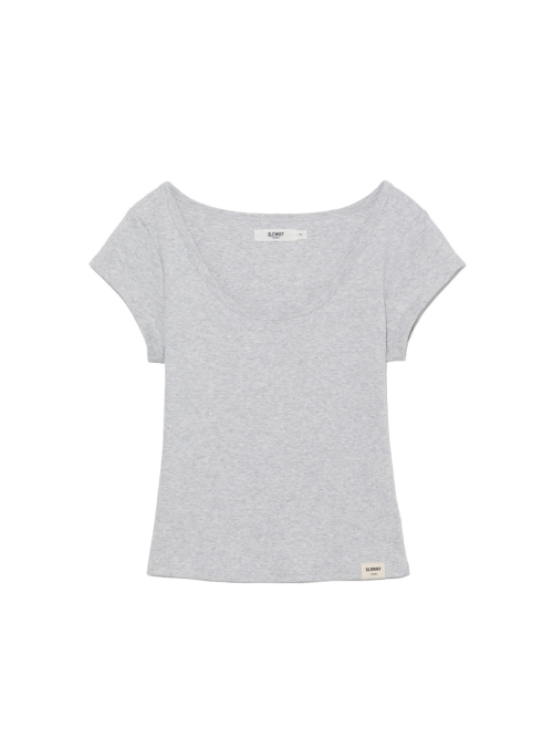 G DEEP SCOOP TEE (MELANGE GRAY)
