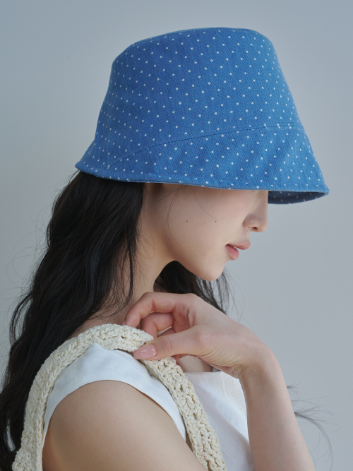 Dot Denim Moon Bucket Hat