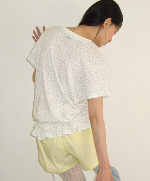 EYELET FLORAL FRILL SHORT SLEEVE WHITE