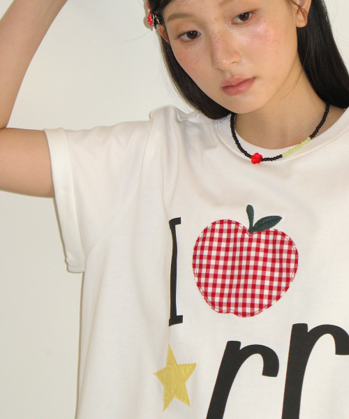 I RR APPLIQUE BASIC FIT T SHIRT WHITE