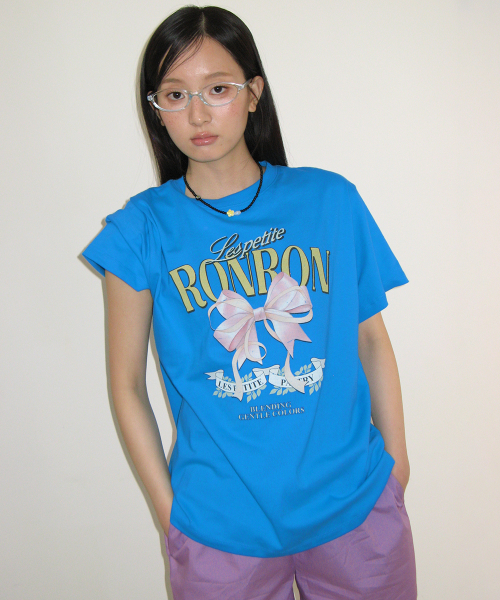 VINTAGE DOUBLE RIBBON BASIC FIT T SHIRT BLUE
