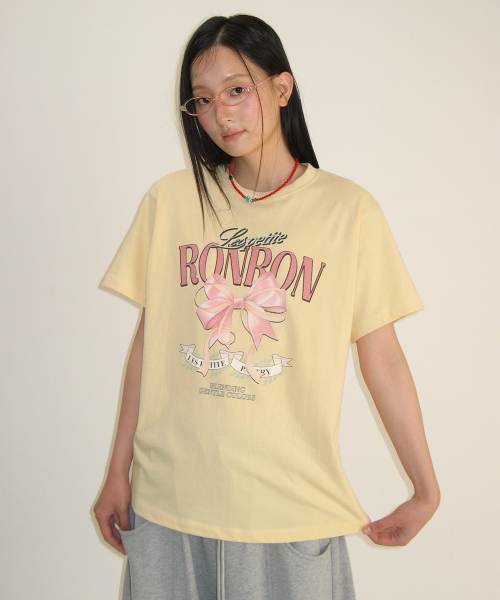 VINTAGE DOUBLE RIBBON BASIC FIT T SHIRT YELLOW