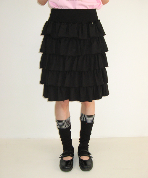 CANCAN TIERED MIDI SKIRT BLACK