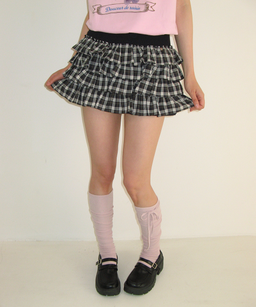 CHECK CANCAN PANTSKIRT NAVY