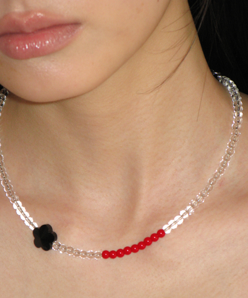 FLOWER MIX BEADS NECKLACE GLASS